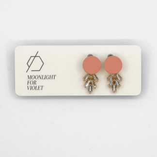 Moonlight for Violet - EARRINGS - Leaf Pave, Peach