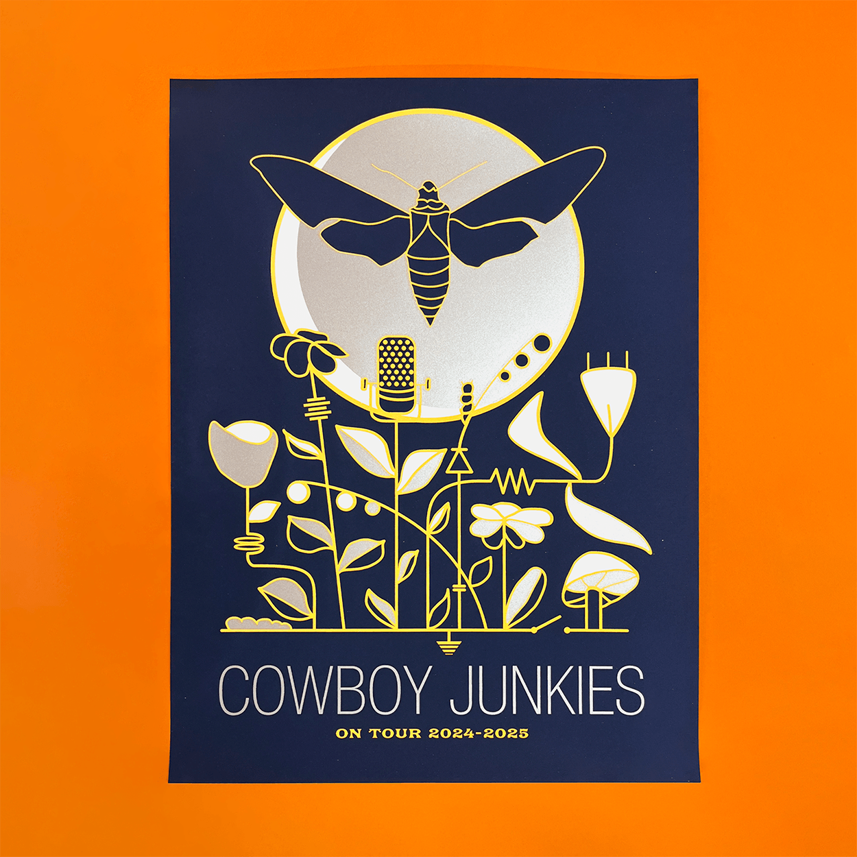 Canadian band Cowboy Junkies 2024 - 2025 tour poster celebrating their album such ferocious beauty, screen printed by Kid Icarus in their Toronto studio