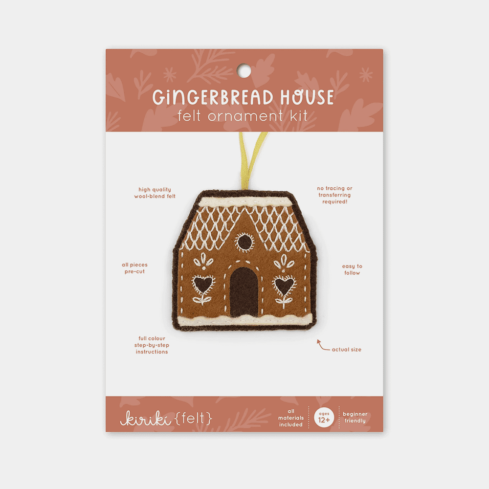 Kiriki Press – EMBROIDERY – Ornament Kit, Felt, Gingerbread House
